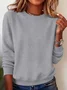 Casual Crew Neck Plain Sweatshirt
