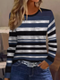 Casual Striped Crew Neck Long Sleeve T-shirt