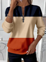 Casual Crew Neck Multicolor Block Sweatshirt Printing