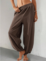 Women Plain Long Elastic Waist Pants Casual Spring/Fall Trousers