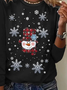 Casual Christmas Snowman Crew Neck Long Sleeve T-shirt