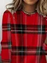 Casual Plaid Crew Neck Long Sleeve T-shirt