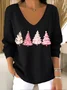 Women Cotton Plants Long Sleeve Comfy Casual Sweater