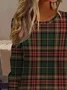 Casual Plaid Crew Neck Long Sleeve T-shirt