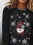 Casual Christmas Snowman Crew Neck Long Sleeve T-shirt
