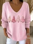 Women Cotton Plants Long Sleeve Comfy Casual Sweater