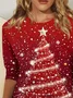 Casual Christmas Crew Neck Long Sleeve T-shirt