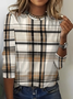 Casual Plaid Crew Neck Long Sleeve T-shirt