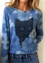 Casual Floral Crew Neck Long Sleeve T-shirt