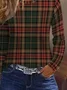 Casual Plaid Crew Neck Long Sleeve T-shirt