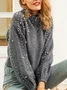 Women Cotton-Blend Plain Long Sleeve Comfy Street Beaded Sweater