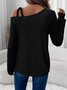Casual Geometric Cold Shoulder Long Sleeve T-shirt