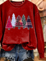 Casual Crew Neck Christmas Sweatshirt Printing
