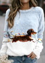 Casual Crew Neck Animal Sweatshirt