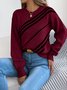 Women Cotton Geometric Long Sleeve Comfy Casual Sweater