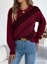 Women Cotton Geometric Long Sleeve Comfy Casual Sweater