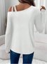Casual Geometric Cold Shoulder Long Sleeve T-shirt