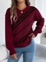 Women Cotton Geometric Long Sleeve Comfy Casual Sweater