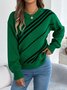 Women Cotton Geometric Long Sleeve Comfy Casual Sweater