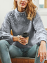Women Cotton-Blend Plain Long Sleeve Comfy Street Beaded Sweater