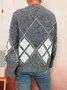 Women Cotton Geometric Long Sleeve Comfy Casual Sweater