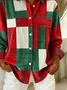 Shirt Collar Regular Sleeve Long Sleeve Christmas Buckle Regular Loose Button Up Shirt Shirt For Women