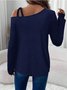 Casual Geometric Cold Shoulder Long Sleeve T-shirt