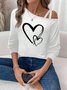 Casual Geometric Cold Shoulder Long Sleeve T-shirt