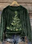Casual Crew Neck Christmas Sweatshirt
