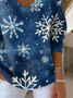 Women Cotton Snowflake Long Sleeve Comfy Casual Sweater
