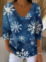 Women Cotton Snowflake Long Sleeve Comfy Casual Sweater