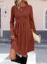 Women Plain Spring/Fall Split Joint Dress Crew Neck Long Sleeve Tank A-Line Dress