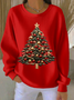 Casual Crew Neck Christmas Tree Sweatshirt