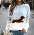 Casual Crew Neck Animal Sweatshirt