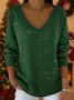 Casual Christmas V Neck Long Sleeve T-shirt