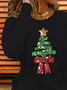 Casual Christmas Crew Neck Long Sleeve T-shirt