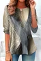 Casual Geometric Crew Neck Long Sleeve T-shirt