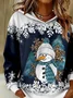 Casual Hoodie Christmas Snowman Hoodie Printing