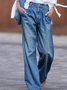 Women Plain Long Elastic Waist Pants Casual Spring/Fall Trousers