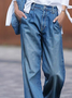 Women Plain Long Elastic Waist Pants Casual Spring/Fall Trousers