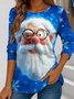 Casual Christmas Crew Neck Long Sleeve T-shirt