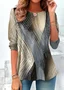 Casual Geometric Crew Neck Long Sleeve T-shirt