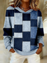 Casual Hoodie Abstract Plaid Hoodie Printing