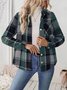 Women Spring/Fall Outerwear Casual Geometric Long Sleeve Shirt Collar Jacket