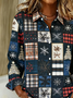 Shirt Collar Regular Sleeve Long Sleeve Christmas Buckle Regular Loose Button Up Shirt Shirt For Women