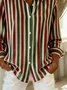Shirt Collar Regular Sleeve Long Sleeve Striped Buckle Regular Loose Button Up Shirt Shirt For Women