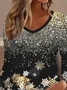 Casual Christmas V Neck Long Sleeve T-shirt