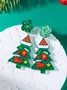 Christmas Earrings Fashion Acrylic Print Christmas Tree Christmas Stockings Gloves Stitching Earrings Christmas Holiday Party Earrings