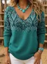 Wild West V Neck Loose Simple Knit Top