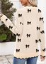 Women Cotton Geometric Long Sleeve Comfy Casual Sweater